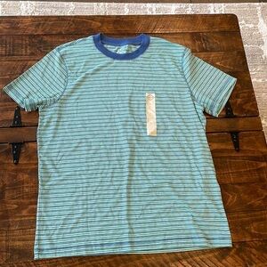 NWOT- St. John's Bay Blue and Green Striped Short Sleeve Tee